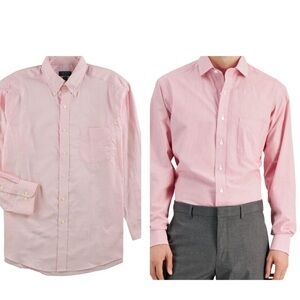 ~ Club Room Regular Fit Performance Button Down Shirt Size 17.5 34/35 Pink Work